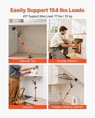Cabinet Jack Support Pole, 2-Pack, 54-155 cm Steel Telescopic Quick Support Rod, Adjustable 3rd Hand System up to 70 kg Capacity for Installing Cabinets, Lifting Drywall, Cargo Bars