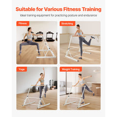 Ballet Barre, Freestanding Portable Barre Bar, Home Fitness Exercise Equipment for Abs, Arms, Strength, and Cardio, Easy to Store Foldable Stretching Dance Bars, 4 Level Height Adjustable