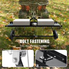 Tow Behind Dethatcher, 1219mm Tow Dethatcher with 24 Spring Steel Tines, Lawn Dethatcher Rake for ATV or Mower, Tow Behind Lawn Rake with Lift Handle for Garden Farm Grass