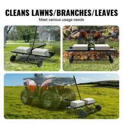 Tow Behind Dethatcher, 1219mm Tow Dethatcher with 24 Spring Steel Tines, Lawn Dethatcher Rake for ATV or Mower, Tow Behind Lawn Rake with Lift Handle for Garden Farm Grass