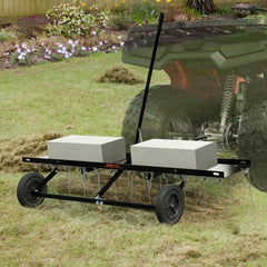 Tow Behind Dethatcher, 1219mm Tow Dethatcher with 24 Spring Steel Tines, Lawn Dethatcher Rake for ATV or Mower, Tow Behind Lawn Rake with Lift Handle for Garden Farm Grass