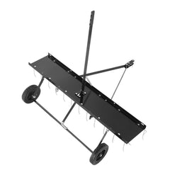 Tow Behind Dethatcher, 1219mm Tow Dethatcher with 24 Spring Steel Tines, Lawn Dethatcher Rake for ATV or Mower, Tow Behind Lawn Rake with Lift Handle for Garden Farm Grass