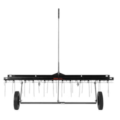 Tow Behind Dethatcher, 1219mm Tow Dethatcher with 24 Spring Steel Tines, Lawn Dethatcher Rake for ATV or Mower, Tow Behind Lawn Rake with Lift Handle for Garden Farm Grass