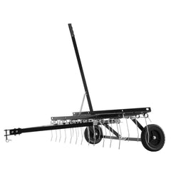Tow Behind Dethatcher, 1219mm Tow Dethatcher with 24 Spring Steel Tines, Lawn Dethatcher Rake for ATV or Mower, Tow Behind Lawn Rake with Lift Handle for Garden Farm Grass