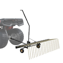 Tow Behind Dethatcher, 1.5m Tow Dethatcher with 24 Steel Tines, Lawn Dethatcher Rake for ATV or Mower, Tow Behind Lawn Rake with Lift Handle for Leaves, Pine Needles, and Grass
