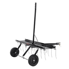Tow Behind Dethatcher, 1015mm Tow Dethatcher with 20 Spring Steel Tines, Lawn Dethatcher Rake for ATV or Mower, Tow Behind Lawn Rake with Lift Handle for Garden Farm Grass
