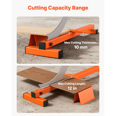 304.8mm Vinyl Floor Cutter, 10mm Thick Laminate Flooring Cutter with Cutting Angle Guide, Rubber Handle, Honing Stone, D2 Steel Blade for Cutting Laminate, Vinyl, Home Renovation