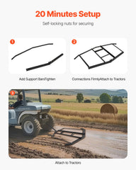 Drag Harrow, 74" Width Tow Behind Drag Harrow, Q235 Steel Driveway Grader with Adjustable Bars & Pin Hitch, Support up to 50 lbs, Tractor Driveway Harrow for ATVs, UTVs, Garden Lawn Tractors