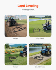 Drag Harrow, 74" Width Tow Behind Drag Harrow, Q235 Steel Driveway Grader with Adjustable Bars & Pin Hitch, Support up to 50 lbs, Tractor Driveway Harrow for ATVs, UTVs, Garden Lawn Tractors