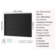 36 Graded Sports Card Display Case, 775 x 617 x 55 mm, Baseball Card Display Frame with 98% UV Protection Clear View PC Glass, Lockable Wall Cabinet for Football Basketball Hockey Trading Card