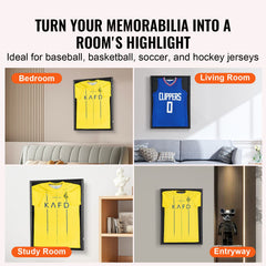Jersey Display Frame Case, 590 x 790 x 40 mm, Large Lockable Sport Jersey Shadow Box with 98% UV Protection PC Glass and Hangers, for Baseball Basketball Football Hockey Shirt and Uniform