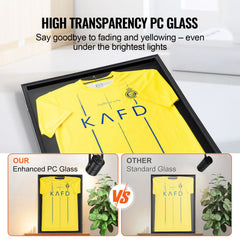Jersey Display Frame Case, 610 x 812 x 40 mm, Large Lockable Sport Jersey Shadow Box with 98% UV Protection PC Glass and Hangers, for Baseball Basketball Football Hockey Shirt and Uniform, Black
