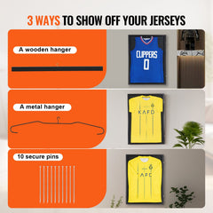 Jersey Display Frame Case, 610 x 812 x 40 mm, Large Lockable Sport Jersey Shadow Box with 98% UV Protection PC Glass and Hangers, for Baseball Basketball Football Hockey Shirt and Uniform, Black