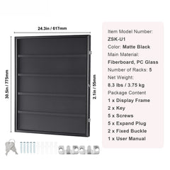 35 Graded Sports Card Display Case, 617 x 775 x 55 mm, Baseball Card Display Frame with 98% UV Protection Clear View PC Glass, Lockable Wall Cabinet for Football Basketball Hockey Trading Card