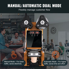 Fully Automatic Cup Sealing Machine, 500-650 Cups/H, Cup Sealer Machine for 190 mm Tall & 90/95 mm Cup, Electric Boba Tea Sealer with Digital Control LCD Panel for Bubble Milk Tea Coffee, Gold