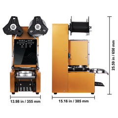 Fully Automatic Cup Sealing Machine, 500-650 Cups/H, Cup Sealer Machine for 190 mm Tall & 90/95 mm Cup, Electric Boba Tea Sealer with Digital Control LCD Panel for Bubble Milk Tea Coffee, Gold