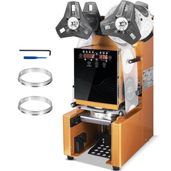 Fully Automatic Cup Sealing Machine, 500-650 Cups/H, Cup Sealer Machine for 190 mm Tall & 90/95 mm Cup, Electric Boba Tea Sealer with Digital Control LCD Panel for Bubble Milk Tea Coffee, Gold