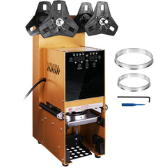 Fully Automatic Cup Sealing Machine, 500-650 Cups/H, Cup Sealer Machine for 180 mm Tall & 90/95 mm Cup, Electric Boba Tea Sealer with Digital Control LCD Panel for Bubble Milk Tea Coffee, Gold