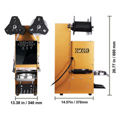Fully Automatic Cup Sealing Machine, 500-650 Cups/H, Cup Sealer Machine for 180 mm Tall & 90/95 mm Cup, Electric Boba Tea Sealer with Digital Control LCD Panel for Bubble Milk Tea Coffee, Gold