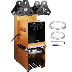 Fully Automatic Cup Sealing Machine, 500-650 Cups/H, Cup Sealer Machine for 180 mm Tall & 90/95 mm Cup, Electric Boba Tea Sealer with Digital Control LCD Panel for Bubble Milk Tea Coffee, Gold