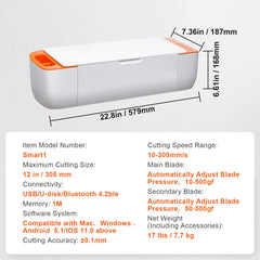 Vinyl Cutter Machine, Bluetooth Connectivity DIY Cutting Machine, Compatible with iOS, Android, Windows and Mac, Massive Designs Included, for Creating Customized Cards, Home Decor