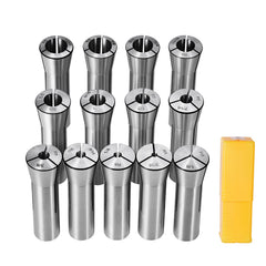 13 pcs Precision R8 Collet Set, 1/8'' - 7/8'', 45# Mill Collet Chuck 0.0012"/30μm TIR with 13 Labeled Storage Boxes, for Milling Machine Drill Presses Boring Machine Machining Center