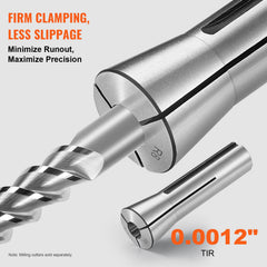 13 pcs Precision R8 Collet Set, 1/8'' - 7/8'', 45# Mill Collet Chuck 0.0012"/30μm TIR with 13 Labeled Storage Boxes, for Milling Machine Drill Presses Boring Machine Machining Center