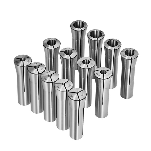 13 pcs Precision R8 Collet Set, 1/8'' - 7/8'', 45# Mill Collet Chuck 0.0012"/30μm TIR with 13 Labeled Storage Boxes, for Milling Machine Drill Presses Boring Machine Machining Center