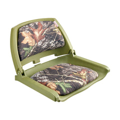 VEVOR Boat Seat, Low Backrest, Folding Fishing Boat Seat with Thickened Sponge Cushion & PU Polyester Fabric, Strong PP Frame, Flip Up Boat Seat for Fishing Boats, Yachts, Ships, Camouflage Color
