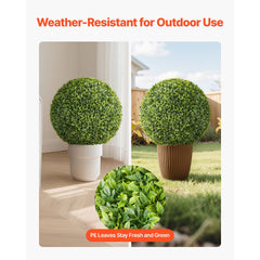 Artificial Topiary Ball, 584mm Faux Boxwood Plant Balls, Fake Silk Tree Look Real, Easy Assembly for Decor Front Porch Outdoor Patio Garden Balcony Backyard and Indoor Home Wedding, Green