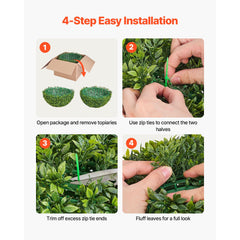 Artificial Topiary Ball, 584mm Faux Boxwood Plant Balls, Fake Silk Tree Look Real, Easy Assembly for Decor Front Porch Outdoor Patio Garden Balcony Backyard and Indoor Home Wedding, Green