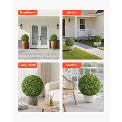 Artificial Topiary Ball, 584mm Faux Boxwood Plant Balls, Fake Silk Tree Look Real, Easy Assembly for Decor Front Porch Outdoor Patio Garden Balcony Backyard and Indoor Home Wedding, Green