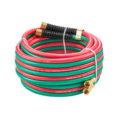 Oxygen Acetylene Hose, 1/4-Inch x 25FT Oxy Acetylene Hose with 9/16"-18 LH/RH B Fittings, R Grade Welding Torch Twin Hose with 300PSI Maximum Working Pressure for Cutting Soldering Brazing