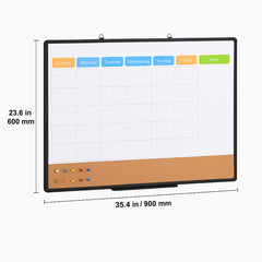 36"x 24" Monthly Calendar Whiteboard & Cork Board Combo with Aluminum Frame – 2-in-1 Magnetic Dry Erase Bulletin Board for Wall Mount – Ideal for School, Home, Office