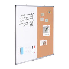48"x 36" Whiteboard & Cork Board Combo with Aluminum Frame – 2-in-1 Magnetic Dry Erase Bulletin Board for Wall Mount – Ideal for School, Home, Office