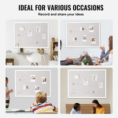 48"x36" White Cork Board with Linen Surface – Stylish Wall-Mounted Bulletin Board for Home, School, Office – Elegant & Functional Noticeboard