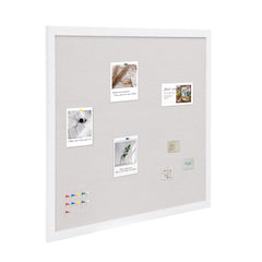 48"x36" White Cork Board with Linen Surface – Stylish Wall-Mounted Bulletin Board for Home, School, Office – Elegant & Functional Noticeboard