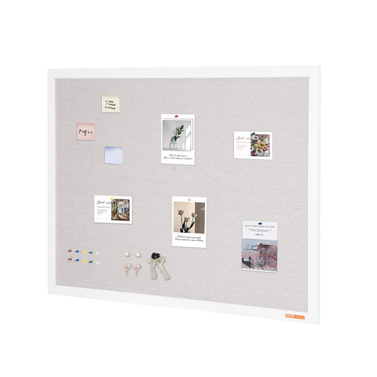 48"x36" White Cork Board with Linen Surface – Stylish Wall-Mounted Bulletin Board for Home, School, Office – Elegant & Functional Noticeboard