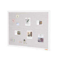 48"x36" White Cork Board with Linen Surface – Stylish Wall-Mounted Bulletin Board for Home, School, Office – Elegant & Functional Noticeboard