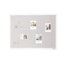 48"x36" White Cork Board with Linen Surface – Stylish Wall-Mounted Bulletin Board for Home, School, Office – Elegant & Functional Noticeboard