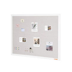 48"x36" White Cork Board with Linen Surface – Stylish Wall-Mounted Bulletin Board for Home, School, Office – Elegant & Functional Noticeboard