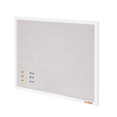 48"x36" White Cork Board with Linen Surface – Stylish Wall-Mounted Bulletin Board for Home, School, Office – Elegant & Functional Noticeboard
