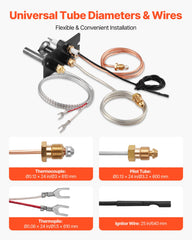 Gas Pilot Assembly, OE 69L17, 69L1701, 904405, J4117, 108084-02 Fireplace Gas Pilot Assembly Kit, Natural Gas Ignition Replacement, Compatible with Lennox, Superior, Astria Models, Black