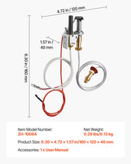 Gas Pilot Assembly, OE 446-512A, HSRV 446-512A, SRV 446-512A Fireplace Gas Pilot Assembly Kit, Natural Gas Ignition Replacement, Compatible with Heat & Glo, Heatilator, Lennox, Regency Models