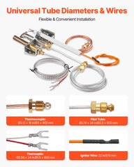 Gas Pilot Assembly, OE 4021-732, 25660 Fireplace Gas Pilot Assembly, Natural Gas Ignition Replacement with Pilot Tube, Thermocouple, Thermopile, Wires, Compatible with Heatilator Models