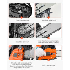 52cc Gas Chainsaw 1.8 kW Gas Powered 455 mm Chainsaw For Wood Cutting