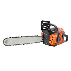 58 cc Gas Chainsaw, 508 mm Gas Powered Chainsaw, 2.0 kW Power Chain Saw with Non-Slip Handle, Gas-Powered Chainsaws with Dual Fuel Tanks, For Wood Cutting, Tree Trimming, and Land Clearing