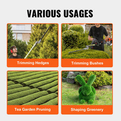 15.7-inch 26CC 2 Cycle Gas Hedge Trimmer, Gas Powered Pole Hedge Trimmer with Dual Sided Dual Action Blade, Adjustable Trimmer Head, Suitable for Trimming Shrubs, Bushes