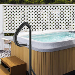 Hot Tub Handrail, 360 Rotatable Spa Side Handrail with 35"-57" Adjustable Height, Rust-proof Aluminum Spa Step Hot Tub Hand Rail with Slide-Under Mount Base for Indoor & Outdoor, 600LBS Capacity