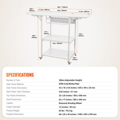 Heat Press Table 3Tier Movable Heat Press Stand Foldable with Wheels White